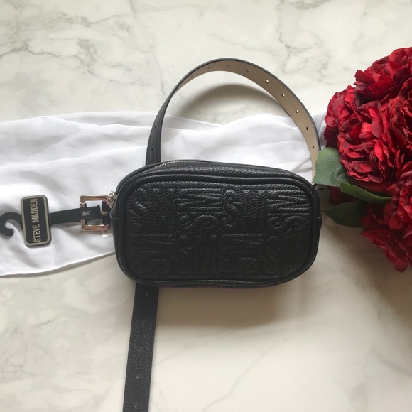 Steve Madden Black Belt Bag Fanny Pack Bag Purse - Picture 2 of 8